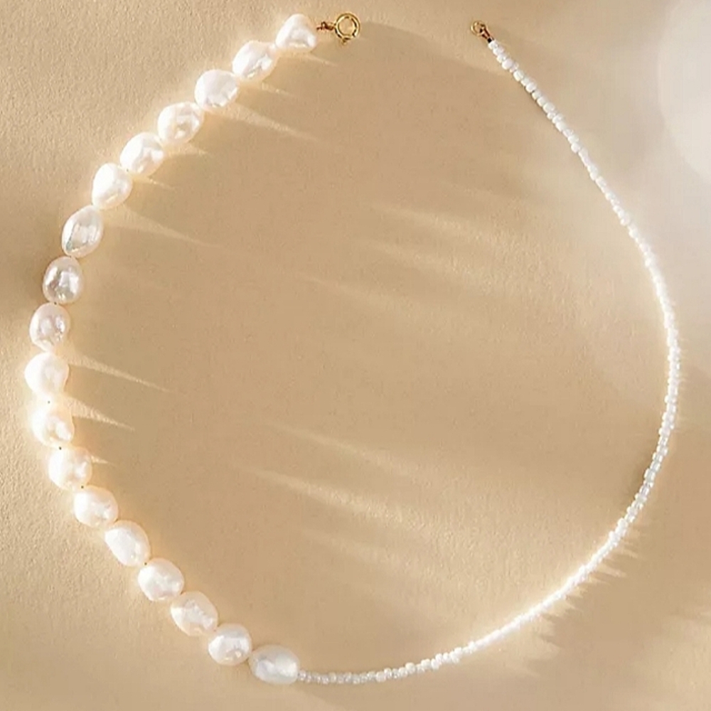 Anthropologie Half Moon Pearl Necklace